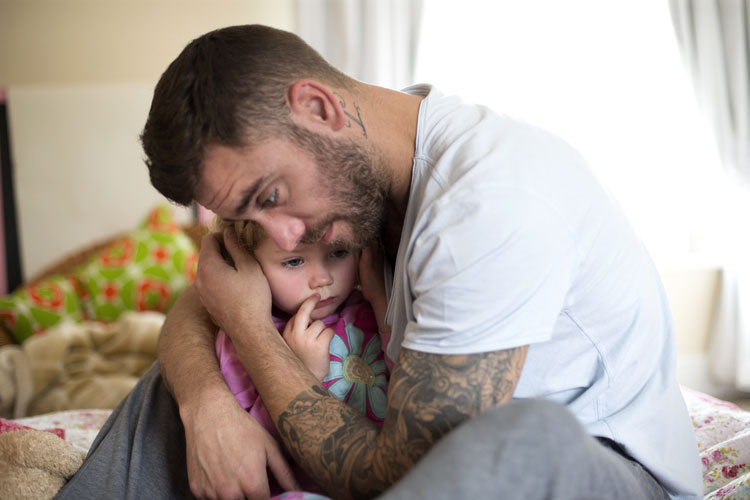 Girl with her father